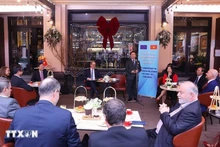 Общий вид встречи заместителя Премьер-министра Чан Хонг Ха с послами, временными поверенными в делах Европейского союза и государств-членов. (Фото: ВИА)