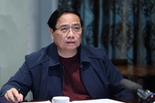 Премьер-министр Фам Минь Тьинь провёл онлайн-совещание из ЮАР по вопросам ликвидации последствий наводнений. (Фото: ВИА)