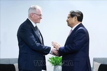 Премьер-министр Фам Минь Тьинь принимает Нила Поллока, заместителя председателя Торгово-промышленной палаты ЮАР. (Фото: ВИА)