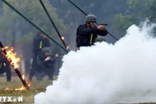 Сотрудники полицейского миротворческого подразделения № 1 демонстрируют навыки и приемы ведения боя, а также отработку возможных ситуаций, возникающих в условиях реальных боевых действий. (Фото: ВИА)