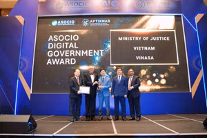 Министерство юстиции Вьетнама получило премию ASOCIO Digital & AI Awards 2026 года в номинации «Цифровое правительство». (Фото: VINASA)