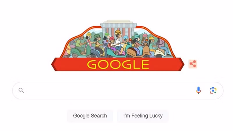 Главная страница Google с дудлом.