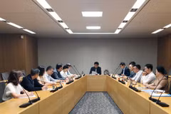 Общий вид рабочей встречи делегации журнала «Конгшан» и Yonhap TV. (Фото: Дао Лам/ВИА)