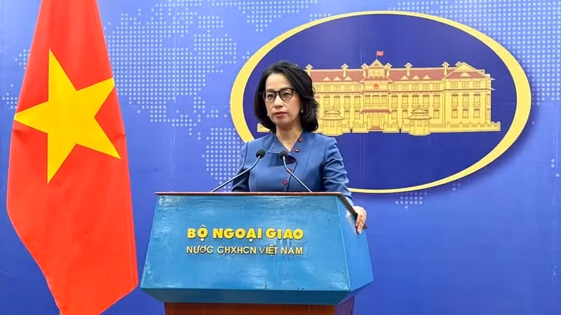 Официальный представитель МИД Вьетнама Фам Тху Ханг на очередной пресс-конференции МИД 9 июля 2026 года.