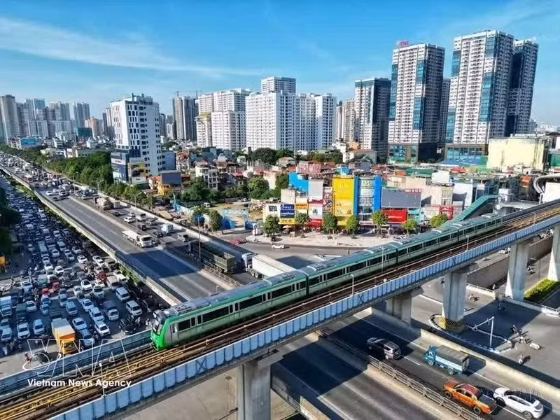 Вид с воздуха на перекрёсток в Ханое. (Фото: ВИА)