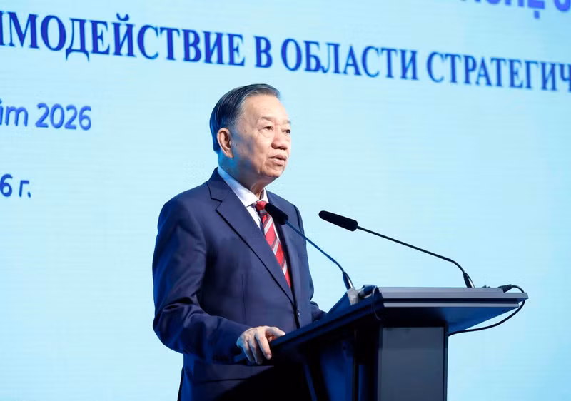 Генеральный секретарь ЦК КПВ, Президент Вьетнама То Лам выступает с речью. (Фото: ВИА)