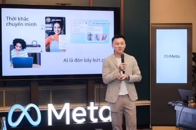 Директор Meta во Вьетнаме Кхой Ле выступает на мероприятии. (Фото предоставлено Meta Vietnam)