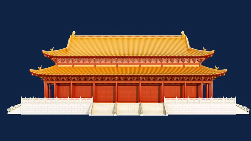 3D-изображение архитектуры дворца Киньтхиен. Фото: Институт исследования императорской цитадели