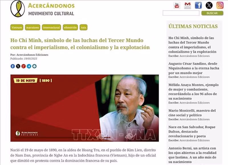 Статья, опубликованная на сайте «Movimiento Cultural Acercandonos». Фото с экрана