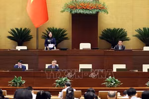 Зампредседателя НС Нгуен Тхи Хонг руководит заседание. Фото: ВИА