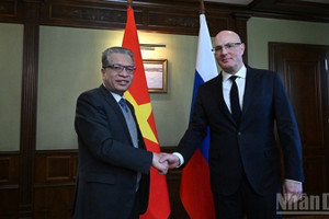 Посол Вьетнама в России Данг Минь Кхой встречается с Вице-премьером России Дмитрием Чернышенко.