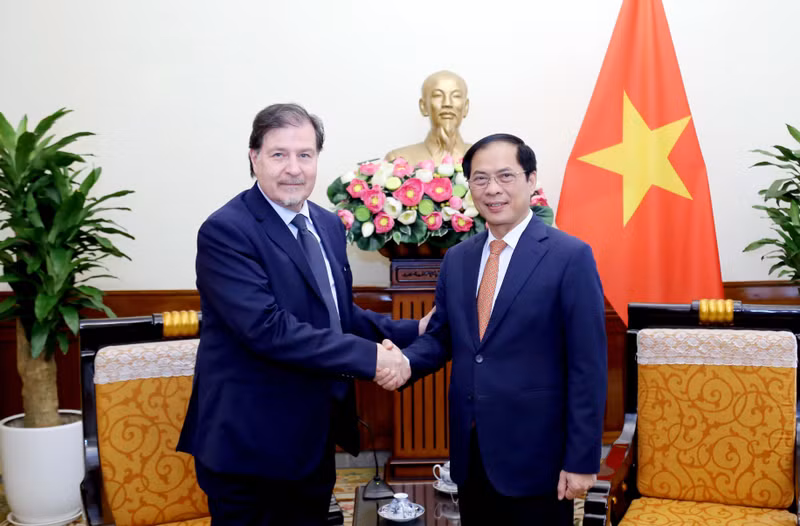 Министр иностранных дел Буй Тхань Шон и Генеральный секретарь по внешней политике Министерства иностранных дел Чили Алекс Ветциг Абдале. Фото: МИД Вьетнама