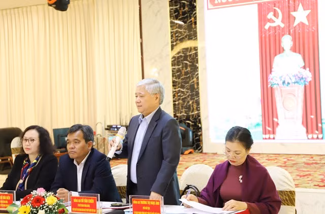 Товарищ До Ван Тьиен выступает на встрече. Фото: daidoanket.vn