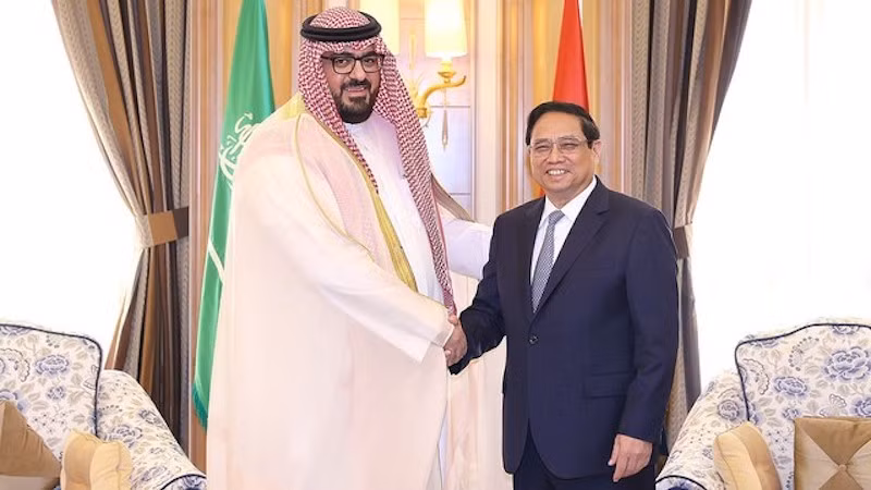 Премьер-министр Фам Минь Тьинь и Министр экономики и планирования Фейсал Аль-Ибрагим. Фото: VGP 