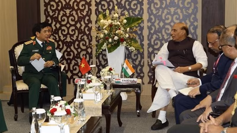 Встреча между делегацией Министерства обороны Вьетнама и делегацией Министерства обороны Индии. Фото: ВИА 