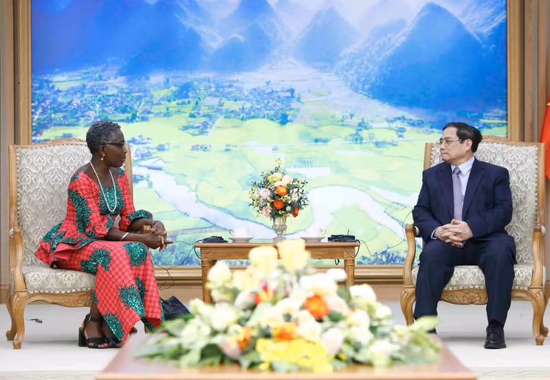 Премьер-министр Фам Минь Тьинь и Заместитель директора-распорядителя МВФ Антуанетта Сайе. Фото: VGP