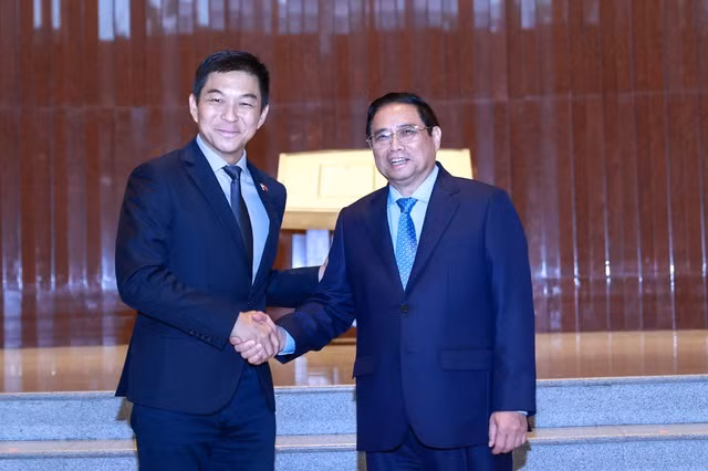 Премьер-министр Фам Минь Тьинь и Председатель Парламента Сингапура Тан Чуан-Джин. Фото: VGP