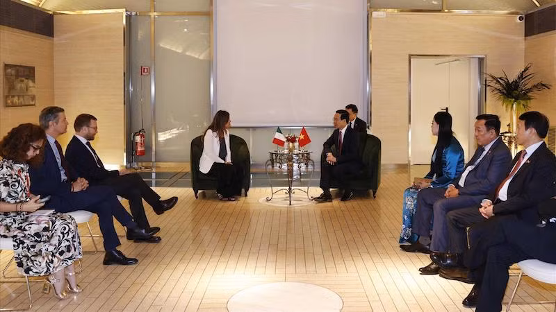 Президент Во Ван Тхыонг принимает Зампредседателя Демократической партии Италии Кьяру Грибаудо. Фото: ВИА