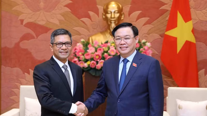 Председатель НС Выонг Динь Хюэ и Посол Индонезии во Вьетнаме Денни Абди. Фото: ВИА