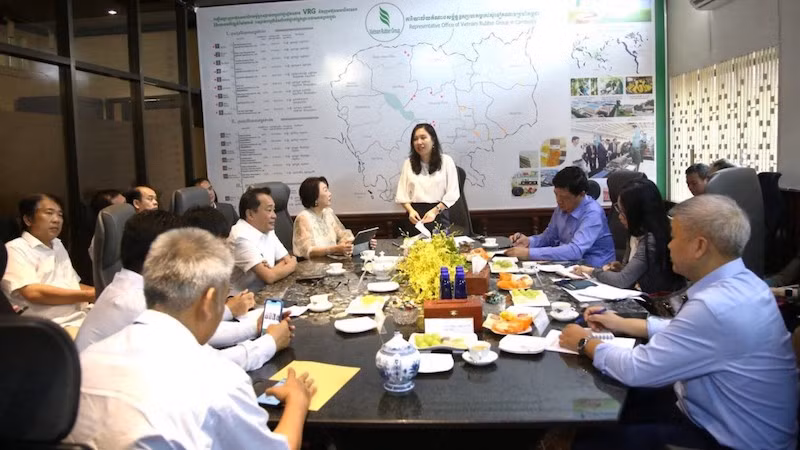 Заминистра Ле Тхи Тху Ханг на встрече с руководителями Клуба вьетнамских предприятий в Камбодже. Фото: baoquocte.vn