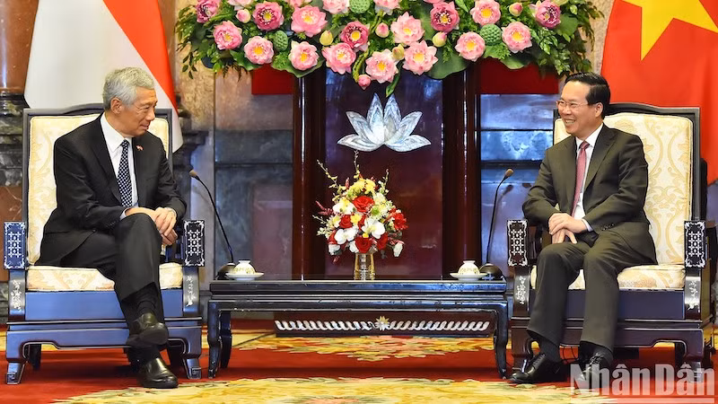 Президент Во Ван Тхыонг и Премьер-министр Сингапура Ли Сяньлун. Фото: Тхюи Нгуен 