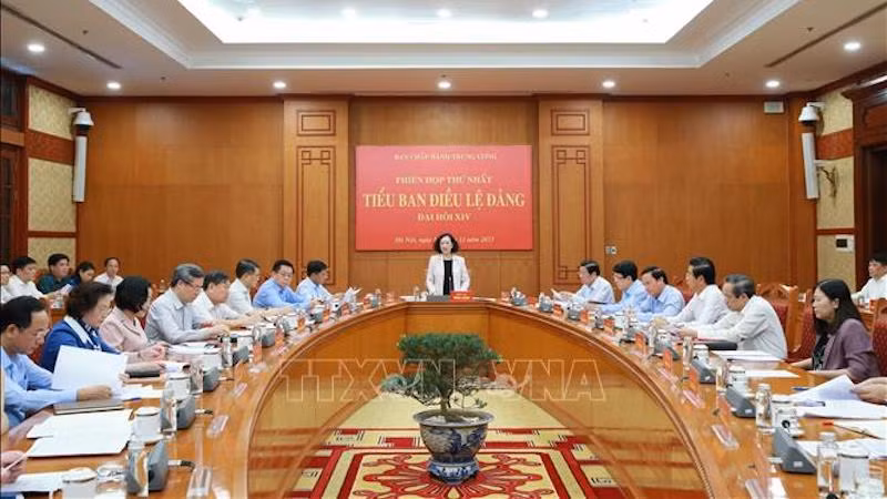 Товарищ Чыонг Тхи Май выступает на заседании. Фото: ВИА