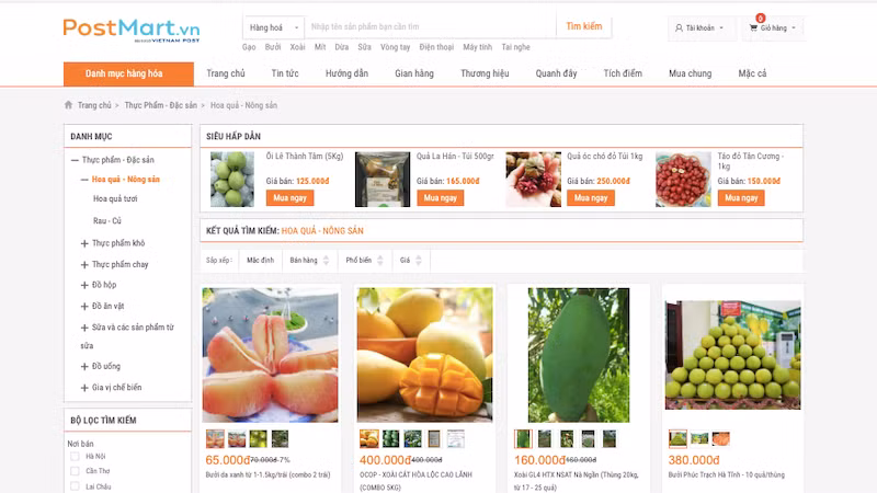 Фото с экрана сайта postmart.com.vn