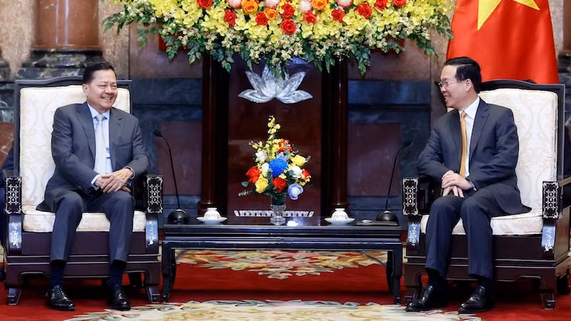 Президент Во Ван Тхыонг и Вице-премьер Камбоджи Нет Савоен. Фото: ВИА