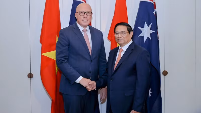Премьер-министр Фам Минь Тьинь и лидер Либеральной партии Австралии Питер Даттон. Фото: VGP