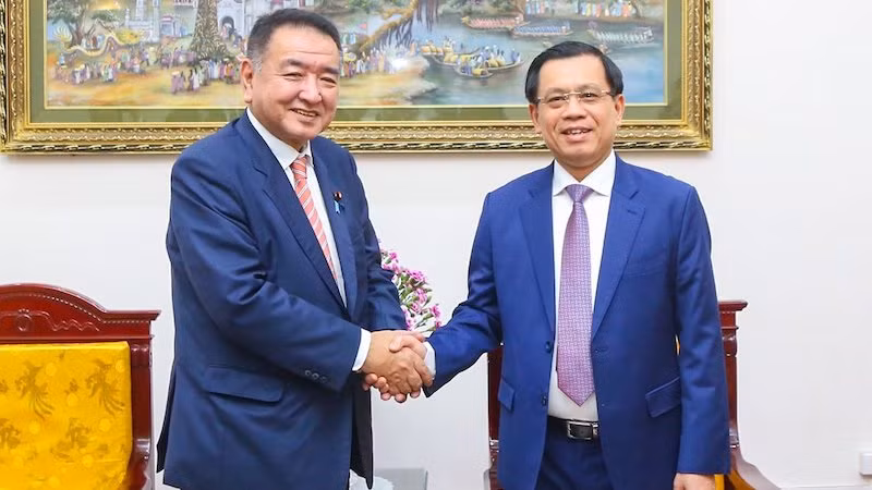 Замминистра труда, инвалидов войны и социального обеспечения Нгуен Ба Хоан и Замминистра юстиции Японии Накано Хидэюки. Фото: molisa.gov.vn