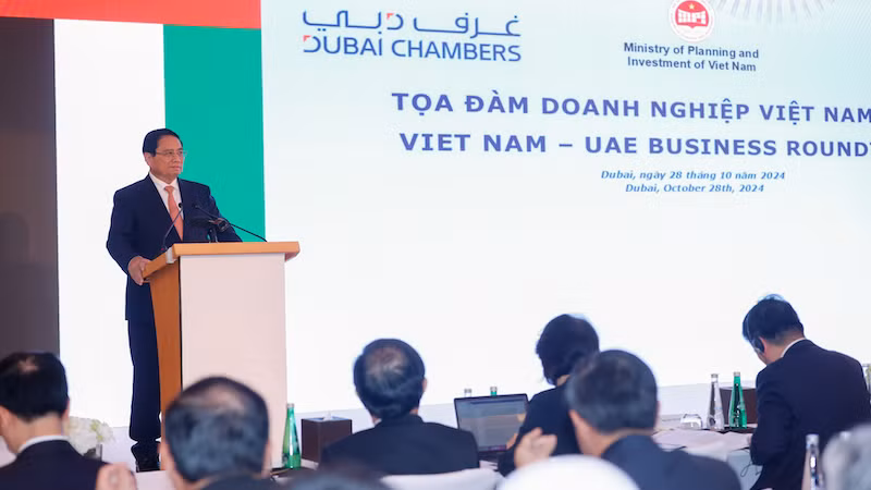 Премьер-министр Фам Минь Тьинь выступает на мероприятии. Фото: VGP