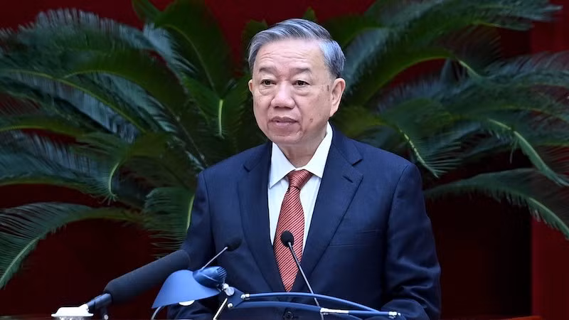 Генеральный секретарь ЦК КПВ, Президент То Лам выступает на открытии пленума. Фото: Данг Кхоа