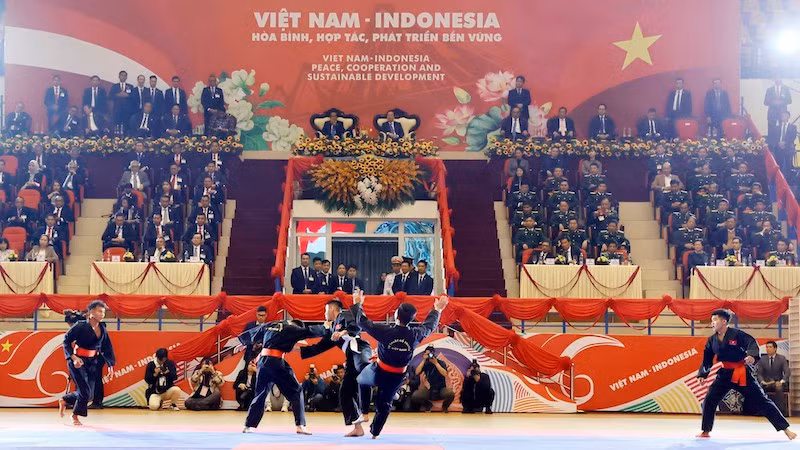 Представление традиционных вьетнамских боевых искусств. Фото: ВИА