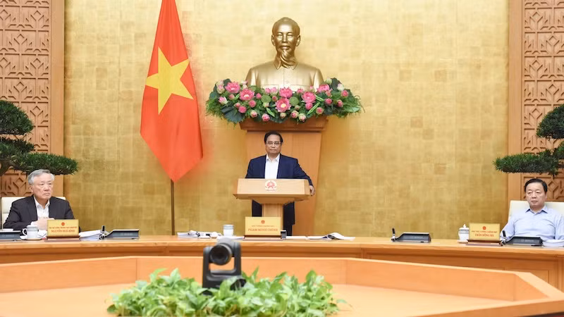 Премьер-министр Фам Минь Тьинь выступает на заседании. Фото: Чан Хай