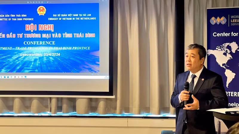 Секретарь парткома провинции Тхайбинь Нго Донг Хай выступает на конференции. Фото: ВИА