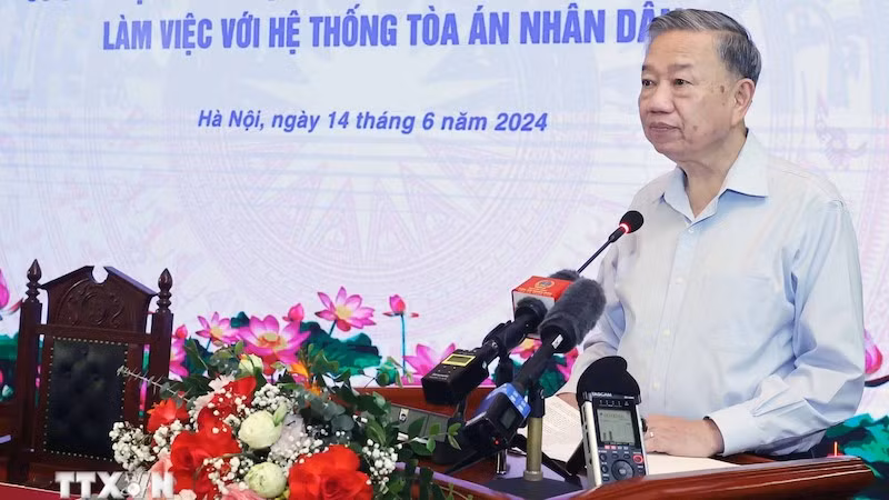 Президент То Лам выступает на встрече. Фото: ВИА