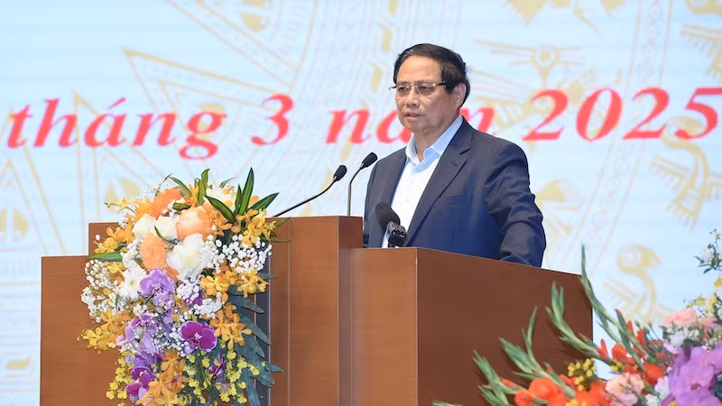 Премьер-министр Фам Минь Тьинь выступает на заседании. Фото: Чан Хай