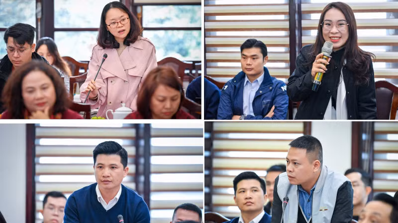 Корреспонденты задали вопросы руководителям газеты «Нянзан», Всеобщей конфедерации труда Вьетнама и компании «Coteccons».