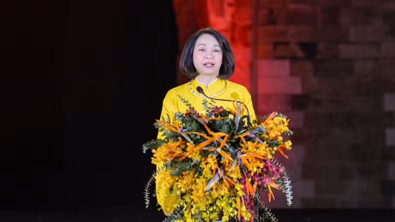 Заместитель председателя Народного комитета г. Ханоя Ву Тху Ха выступает на церемонии открытия. Фото: Тхе Дай