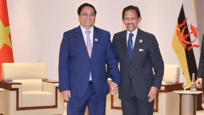 Премьер-министр Вьетнама Фам Минь Тьинь (слева) и Султан Брунея Хаджи Хассанал Болкиах. Фото: ВИА