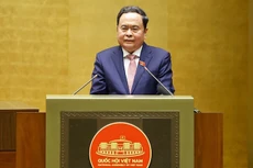 Председатель НС Чан Тхань Ман выступает на встрече. Фото: ВИА