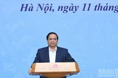 Премьер-министр Фам Минь Тьинь выступает на конференции. Фото: Чан Хай