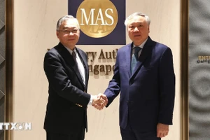 Постоянный вице-премьер Нгуен Хоа Бинь и Вице-премьер Сингапура Ган Ким Ен. Фото: ВИА