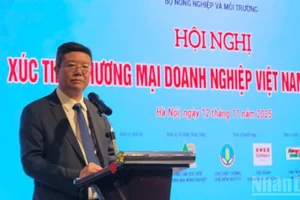 Замдиректора Департамента качества, переработки и развития рынков Ле Тхань Хоа выступает на конференции.