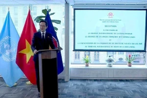 Посол До Хунг Вьет, глава Постоянной миссии Вьетнама при ООН, выступает на мероприятии.