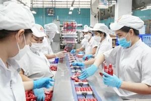 Работает линия упаковки продукции на «зелёном» предприятии — Акционерной компании «Вьетнамская мясная индустрия» (Vissan). Фото: sggp.org.vn