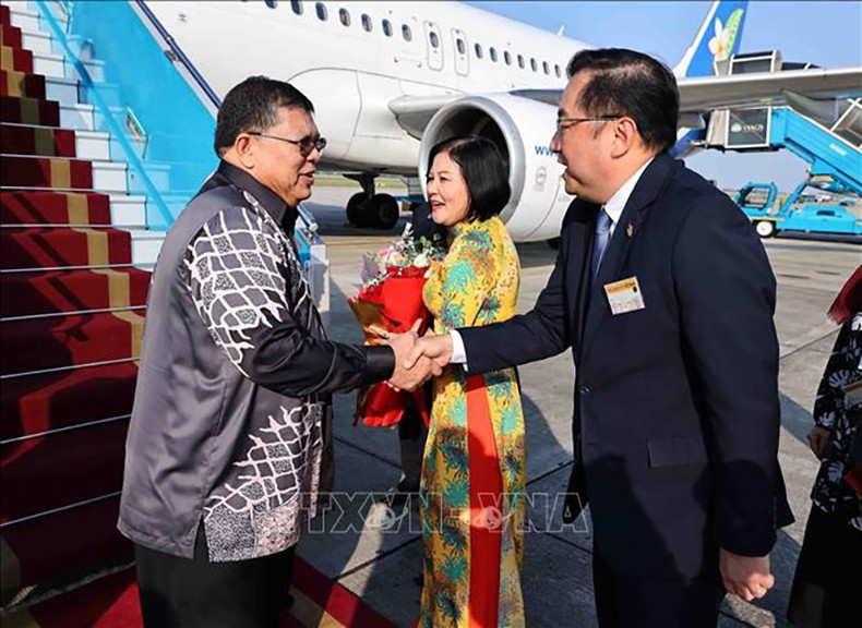 Церемония встречи Председателя Палаты представителей Малайзии с супругой в аэропорту Нойбай. Фото: ВИА Церемония встречи Председателя Палаты представителей Малайзии с супругой в аэропорту Нойбай. Фото: ВИА