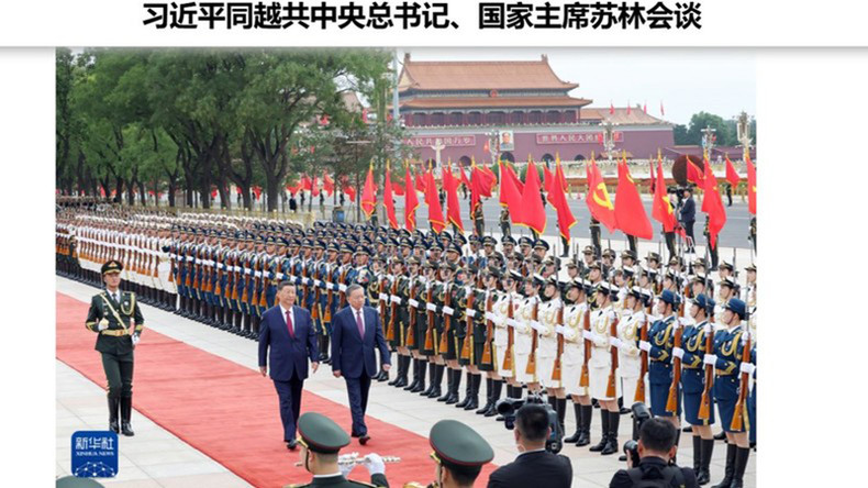 Синьхуа публикует серию фотографий об официальной церемонии встречи Генерального ЦК КПВ, Президента То Лама. Синьхуа публикует серию фотографий об официальной церемонии встречи Генерального ЦК КПВ, Президента То Лама.