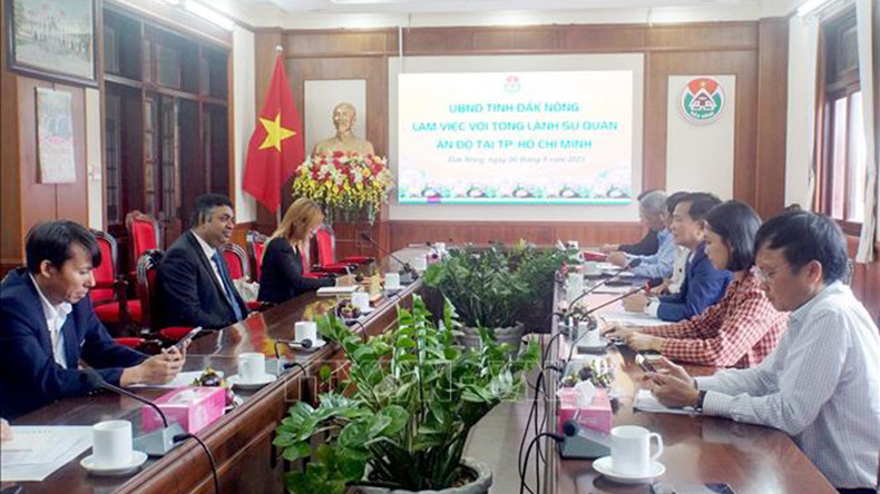 Общий вид рабочей встречи между руководителями провинции Дакнонг и индийской стороной. Фото: ВИА Общий вид рабочей встречи между руководителями провинции Дакнонг и индийской стороной. Фото: ВИА