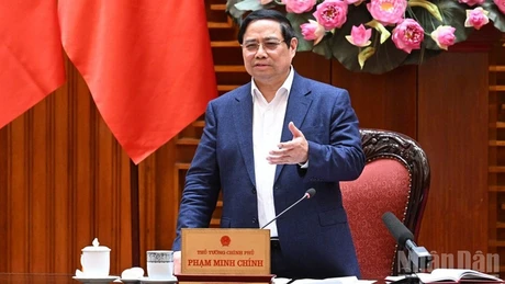 Премьер-министр Фам Минь Тьинь выступает на мероприятии. 